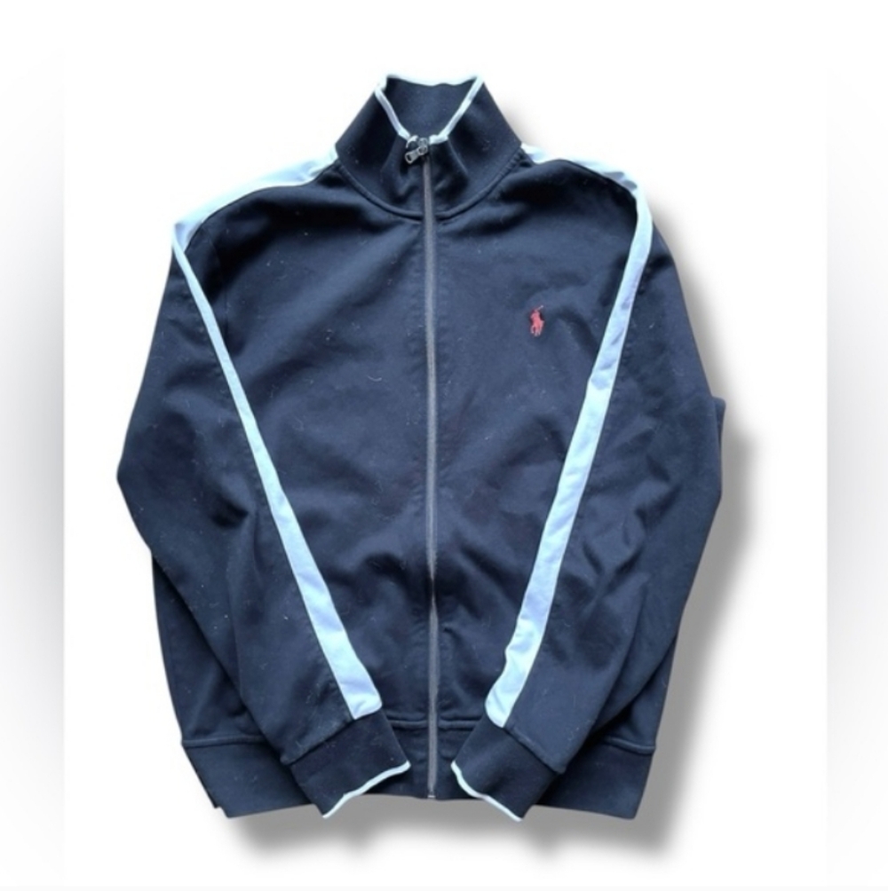 Polo Ralph Lauren Black Interlock Track Jacket Large Excellent Condition